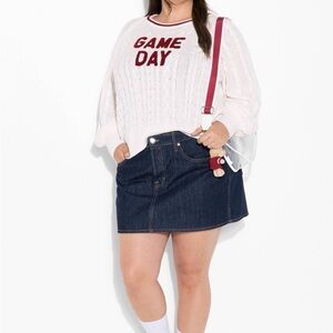 NWT Women’s Game Day Cable Knit Sweater in White and Crimson